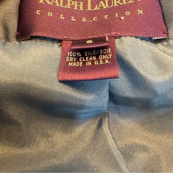 Ralph Lauren Collection Purple Label Size 6 Blue Blazer Lightweight Vintage Silk - Picture 5 of 5
